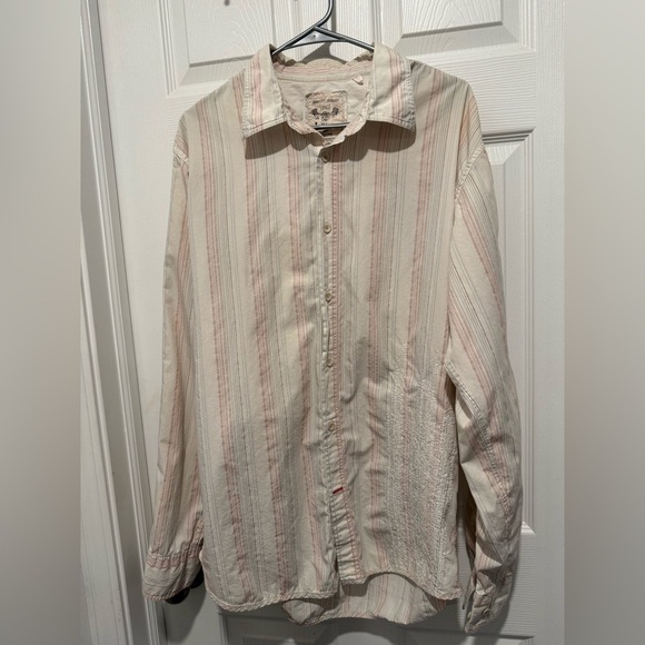 Guess Jeans Vintage Button Up Embroidered Striped Shirt Size XL. - Picture 2 of 5